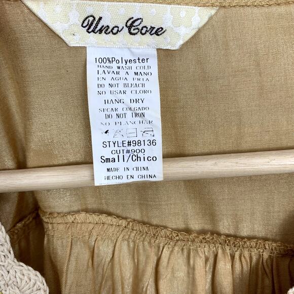 Uno Core Crochet Yoke Blouse S Small Boho Peasant Cottagecore - Picture 6 of 7